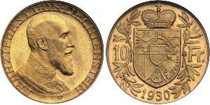10 Franc Liechtenstein (1719 - ) Oro Franz Joseph II, Prince of Liechtenstein (1938 - 1989) 