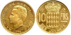 10 Franc Mónaco Oro Raniero III de Mónaco