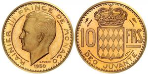 10 Franc Principato di Monaco (1297 - ) Oro Ranieri III di Monaco