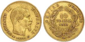 10 Franc Secondo Impero francese (1852-1870) Oro Napoleone III (1808-1873)