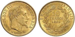 10 Franc Segundo Imperio francés (1852-1870) Oro Napoleon III (1808-1873)