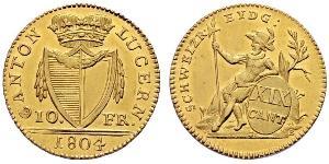 10 Franc Suiza Oro 