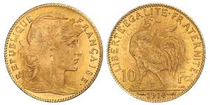10 Franc Tercera República Francesa (1870-1940)  Oro 