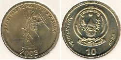 10 Franc Ruanda Ottone 
