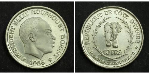 10 Franc Cote dIvoire Plata 