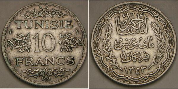 10 Franc Tunisia Silver 