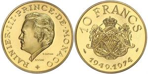 10 Franc 摩纳哥 (1297 - ) 金 兰尼埃三世