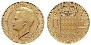 10 Franc 摩纳哥 (1297 - ) 金 兰尼埃三世