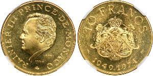 10 Franc 摩纳哥 (1297 - ) 金 兰尼埃三世