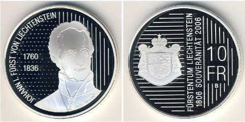 10 Franc 列支敦斯登 (1719 - ) 銀 