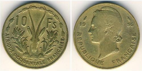 10 Franc French West Africa (1895-1958) 黃銅 