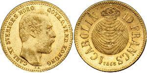 10 Franc / 1 Carolin Schweden Gold Oskar II. (Schweden) (1829-1907)