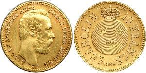 10 Franc / 1 Carolin Suecia Oro Óscar II de Suecia (1829-1907)
