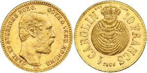 10 Franc / 1 Carolin Svezia Oro Oscar II di Svezia (1829-1907)