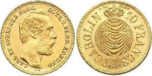 10 Franc / 1 Carolin 瑞典 金 奧斯卡二世 (1829-1907)