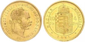10 Franc / 4 Forint Impero austro-ungarico (1867-1918) Oro Franz Joseph I (1830 - 1916)