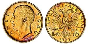 10 Franga Ari Albania Gold Zog I, Skanderbeg III of Albania