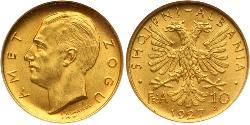 10 Franga Ari Albanien Gold Zog I, Skanderbeg III of Albania