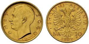 10 Franga Ari Albania Oro Zog I, Skanderbeg III of Albania