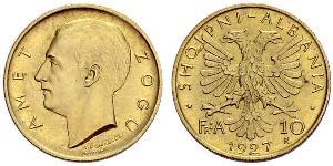 10 Franga Ari Albania Oro Zog I, Skanderbeg III of Albania