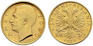 10 Franga Ari Albania Oro Zog I, Skanderbeg III of Albania