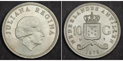 10 Gulden Antilles néerlandaises (1954 – 2010) Argent Juliana of the Netherlands (1909 – 2004)