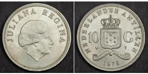 10 Gulden Antilles néerlandaises (1954 – 2010) Argent Juliana of the Netherlands (1909 – 2004)