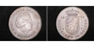 10 Gulden Paesi Bassi Argento Juliana of the Netherlands (1909 – 2004)