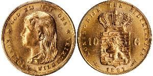 10 Gulden Königreich der Niederlande (1815 - ) Gold Wilhelmina (Niederlande)(1880 - 1962)