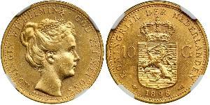 10 Gulden Königreich der Niederlande (1815 - ) Gold Wilhelmina (Niederlande)(1880 - 1962)