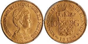 10 Gulden Royaume des Pays-Bas (1815 - ) Or Wilhelmine (reine des Pays-Bas)(1880 - 1962)