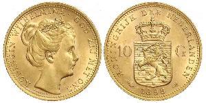 10 Gulden Royaume des Pays-Bas (1815 - ) Or Wilhelmine (reine des Pays-Bas)(1880 - 1962)