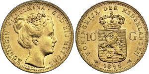10 Gulden Regno dei Paesi Bassi (1815 - ) Oro Guglielmina dei Paesi Bassi(1880 - 1962)