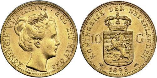 10 Gulden Regno dei Paesi Bassi (1815 - ) Oro Guglielmina dei Paesi Bassi(1880 - 1962)