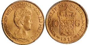 10 Gulden Reino de los Países Bajos (1815 - ) Oro Guillermina de los Países Bajos(1880 - 1962)
