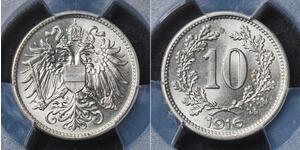 10 Heller 奥匈帝国 (1867 - 1918) 銅/镍/Zinc 弗朗茨·约瑟夫一世 (1830 - 1916)