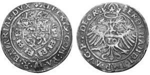 10 Kreuzer Ducato di Baviera (907 - 1623) Argento Alberto V di Baviera(1528 – 1579)
