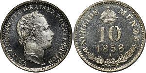 10 Kreuzer Impero austriaco (1804-1867) Argento Franz Joseph I (1830 - 1916)