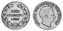 10 Kreuzer Gran Ducado de Baden (1806-1918) Plata Luis I de Baden(1763 - 1830)