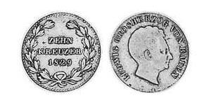 10 Kreuzer Gran Ducado de Baden (1806-1918) Plata Luis I de Baden(1763 - 1830)