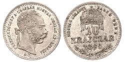 10 Kreuzer Imperio austrohúngaro (1867-1918) / Reino de Hungría (1000-1918) Plata Franz Joseph I (1830 - 1916)