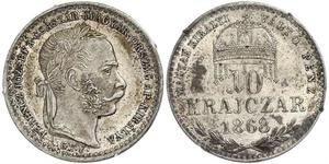 10 Kreuzer Imperio austrohúngaro (1867-1918) / Reino de Hungría (1000-1918) Plata Franz Joseph I (1830 - 1916)