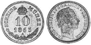 10 Kreuzer Imperio austríaco (1804-1867) Plata Franz Joseph I (1830 - 1916)