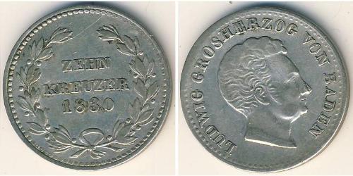 10 Kreuzer Grand Duchy of Baden (1806-1918) / States of Germany Silber Ludwig I. (Baden)(1763 - 1830)