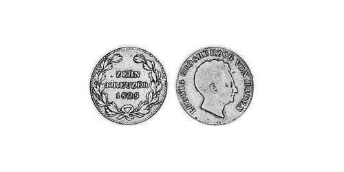 10 Kreuzer Grand Duchy of Baden (1806-1918) Silver Louis I, Grand Duke of Baden (1763 - 1830)