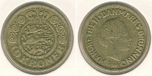 10 Krone Danimarca Alluminio/Bronzo Margherita II di Danimarca (1940-)