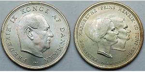 10 Krone Danemark Argent Marguerite II de Danemark (1940-) / Frédéric IX de Danemark (1899 - 1972)