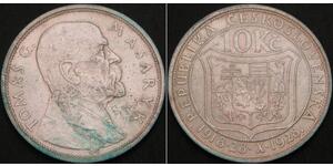 10 Krone Tchécoslovaquie  (1918-1992) Argent 