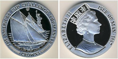 10 Krone Isola di Man Argento Elisabetta II (1926-2022)