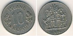 10 Krone Iceland (1944 - ) Copper/Nickel 